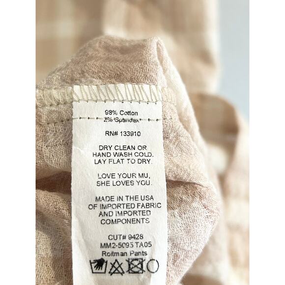 Show Me Your Mumu Roitman Pants in Cream Plaid XS NWT - Picture 7 of 8